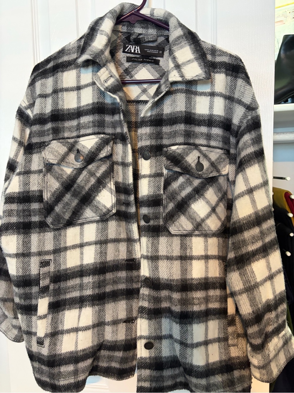Zara Black & White Plaid Utility Shacket